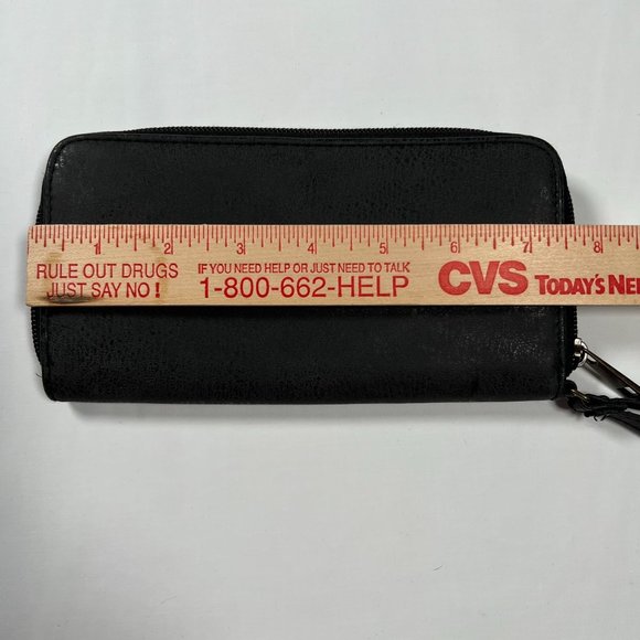 Unionbay Elephant wallet zip around wristlet black faux leather boho design‎ - Picture 9 of 12